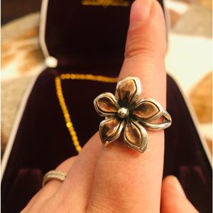 RETIRED James Avery Sterling Silver and Copper Flower Ring - SZ 9